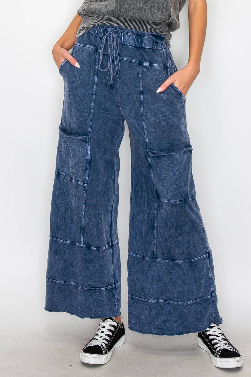 Mineral Washed Wide Leg Pants