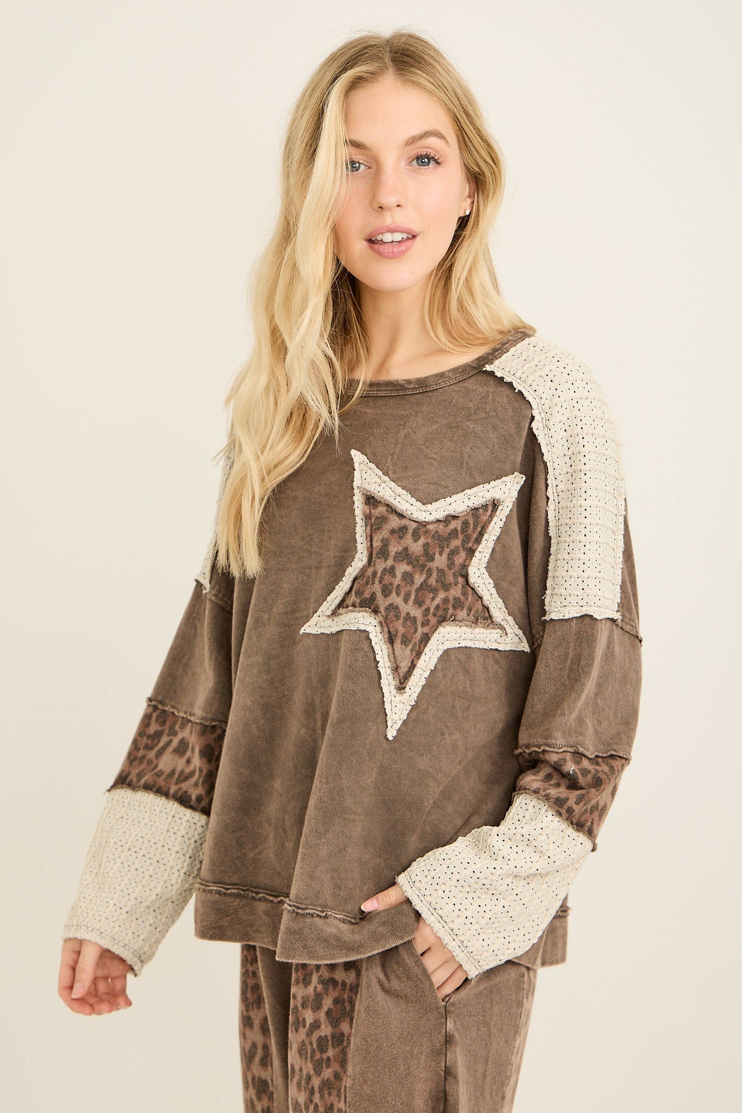 Mineral Washed Leopard Cheetah Star Top