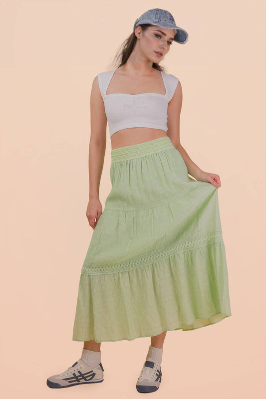 Layered Solid Maxi Skirt