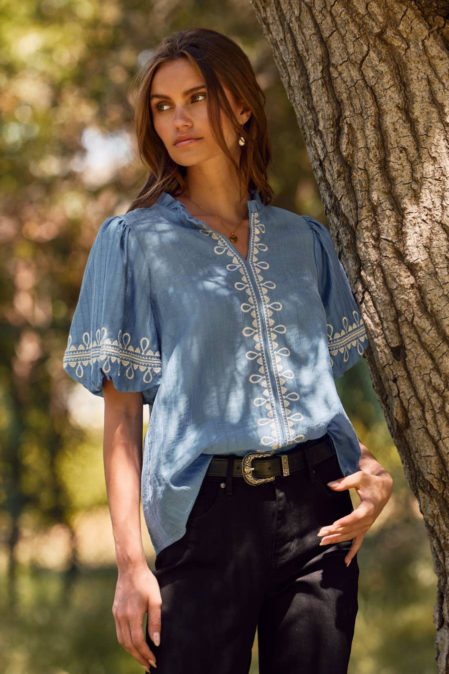 Lauren Embroidered Plus Blouse