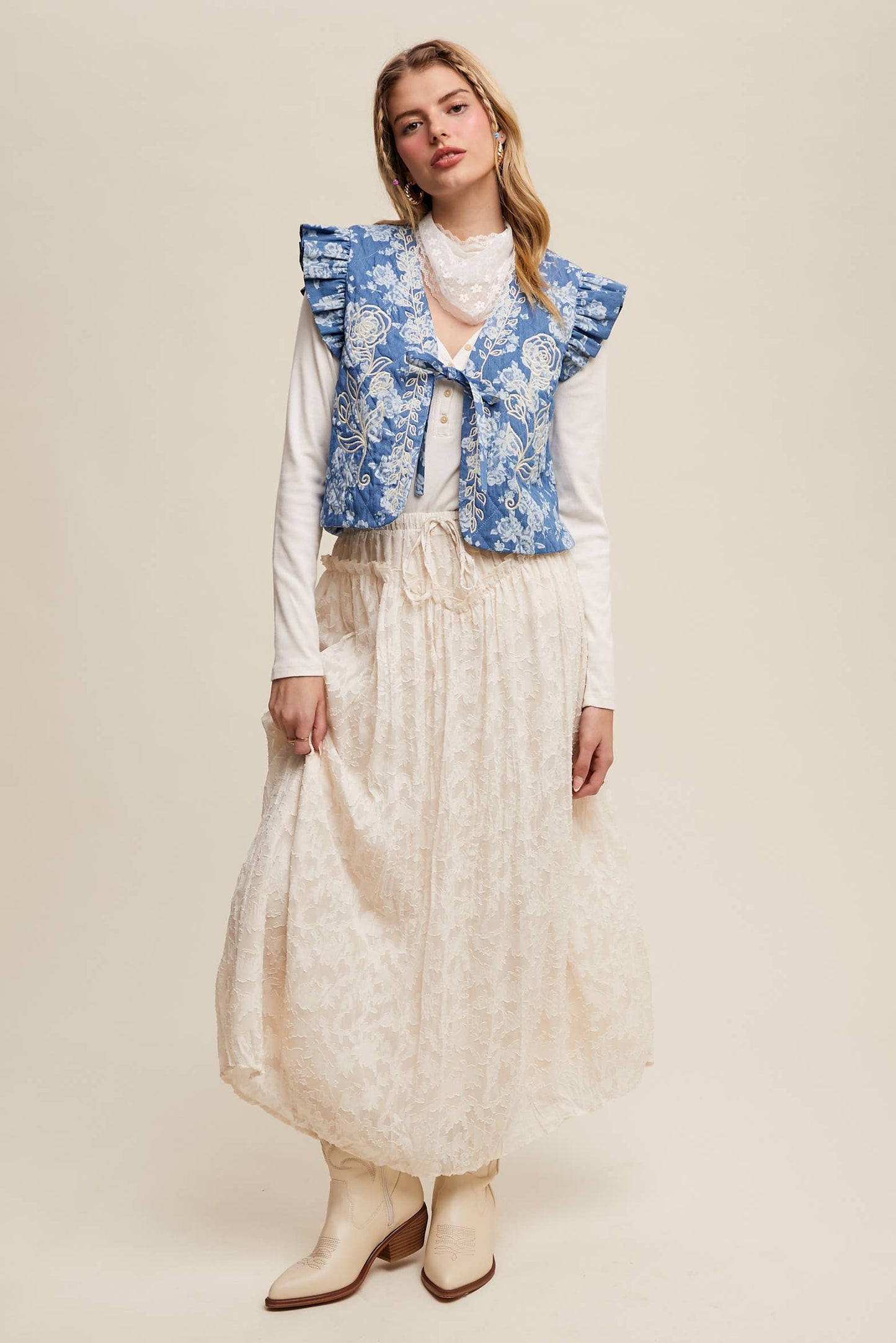 Burnout Floral Vintage Skirt