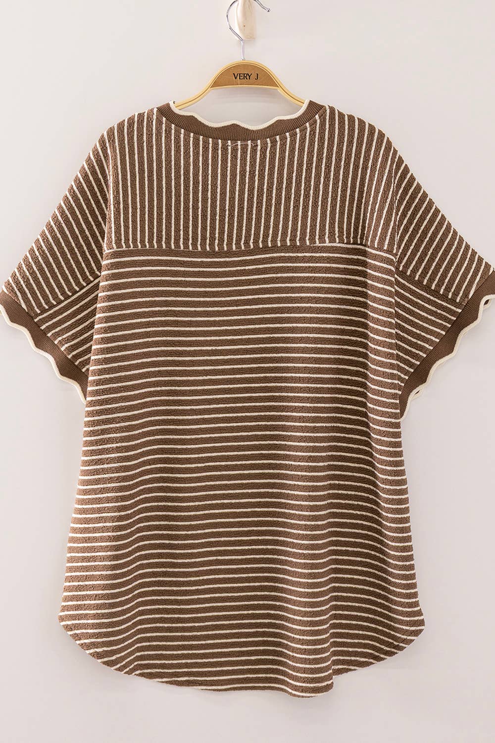 Scallop Trim Striped Top