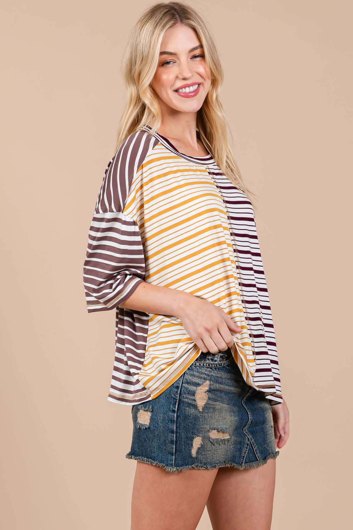 Julie Striped Knit Oversized Tee