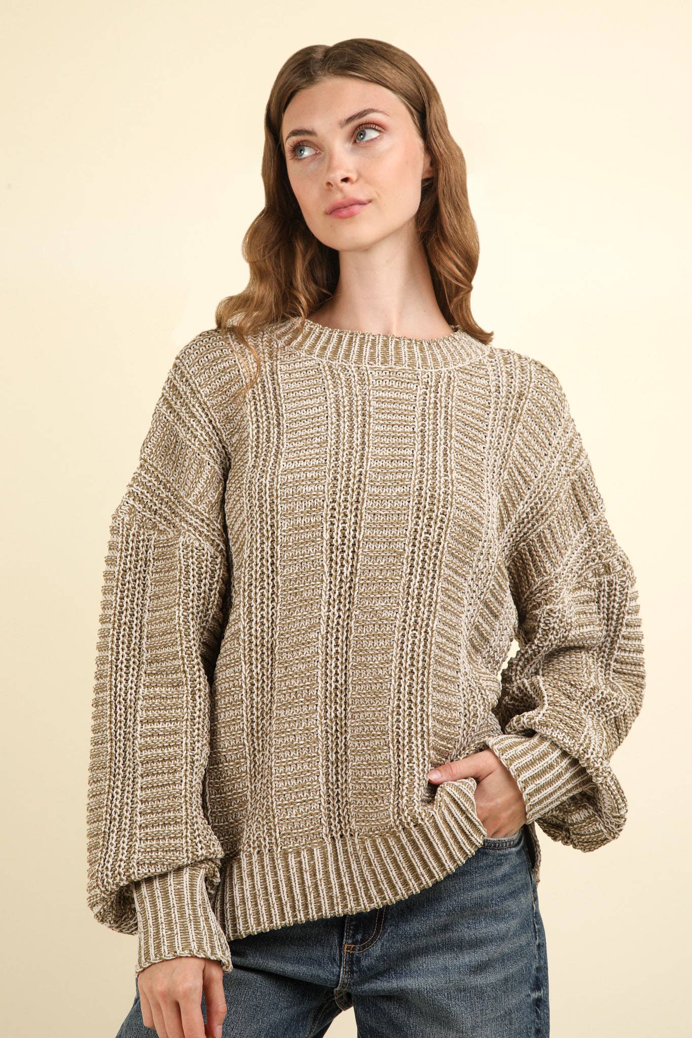 Two Tone Cozy Sweater Knit