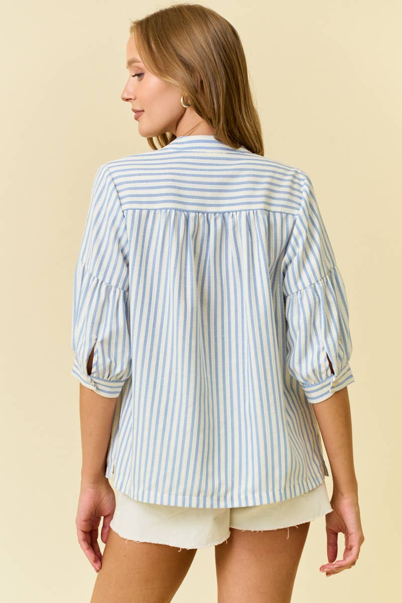 Aria Striped Puff Sleeve Top