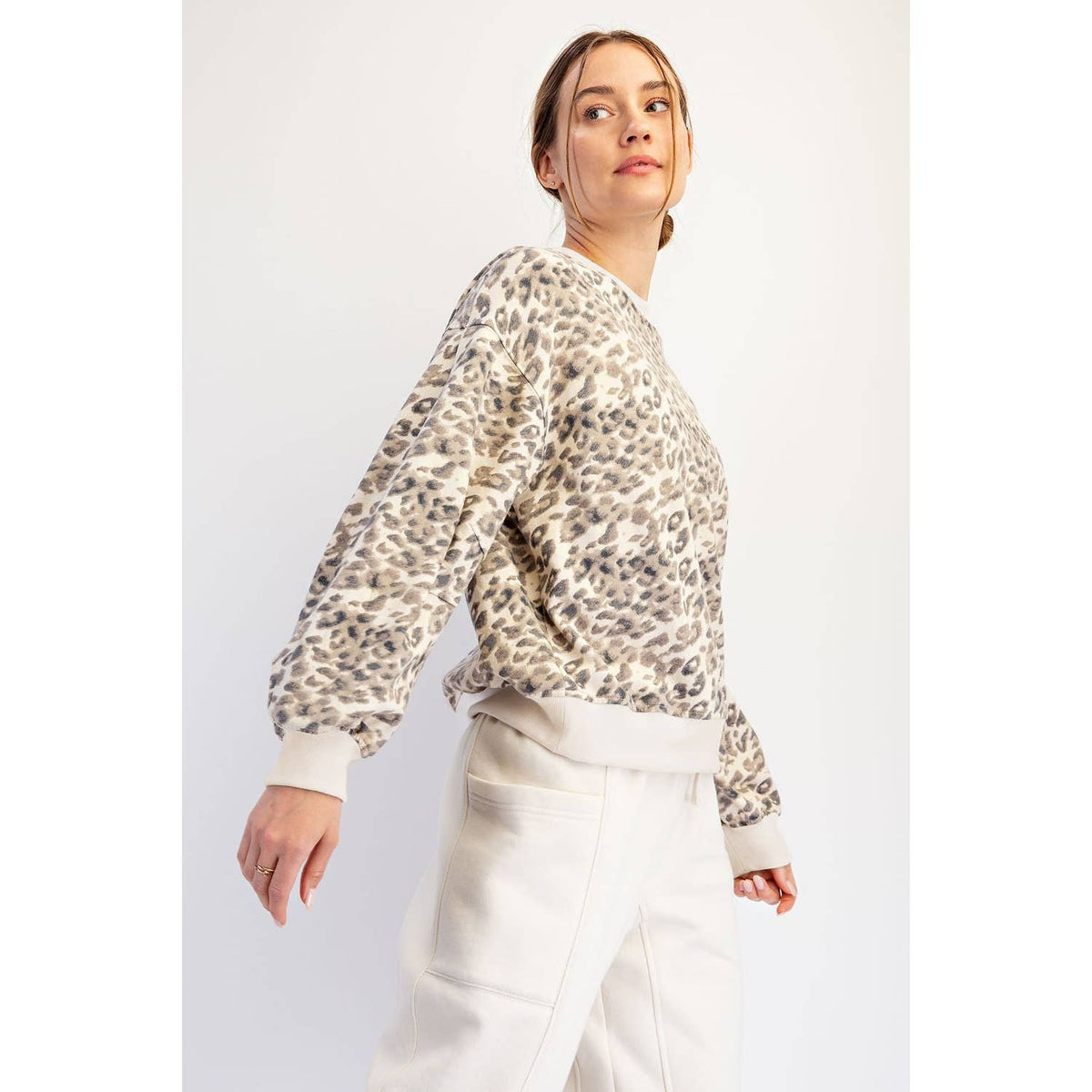 Animal Print Terry Crew Neck