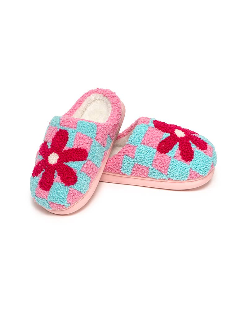 Checkered Flower Kid’s Slippers