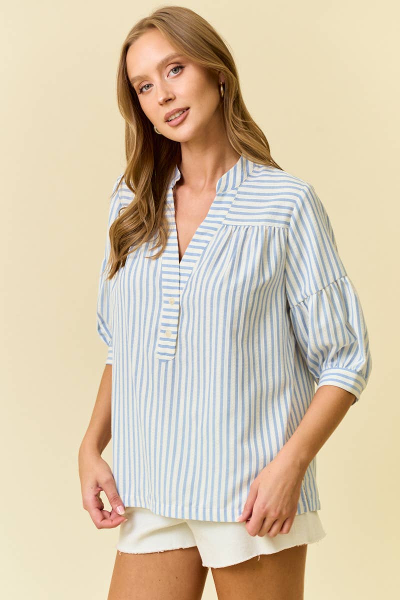 Aria Striped Puff Sleeve Top