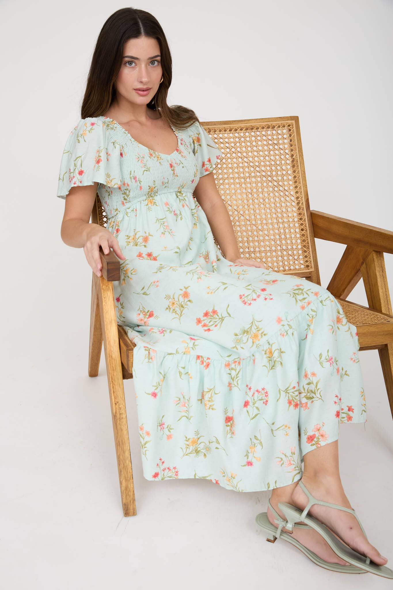 Lori Bell Sleeve Smocked Midi Dress