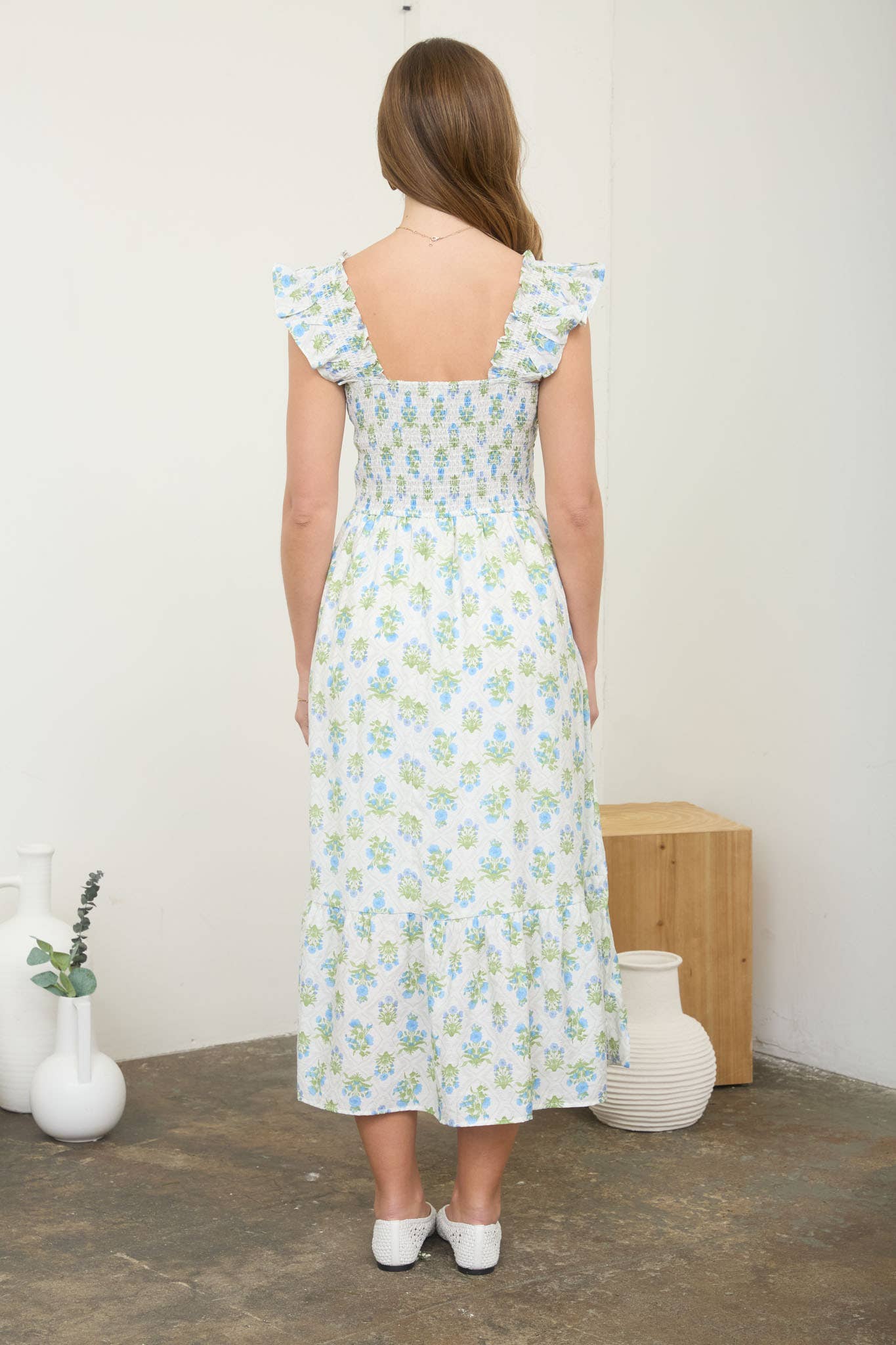 Floral Smocked Midi Dress