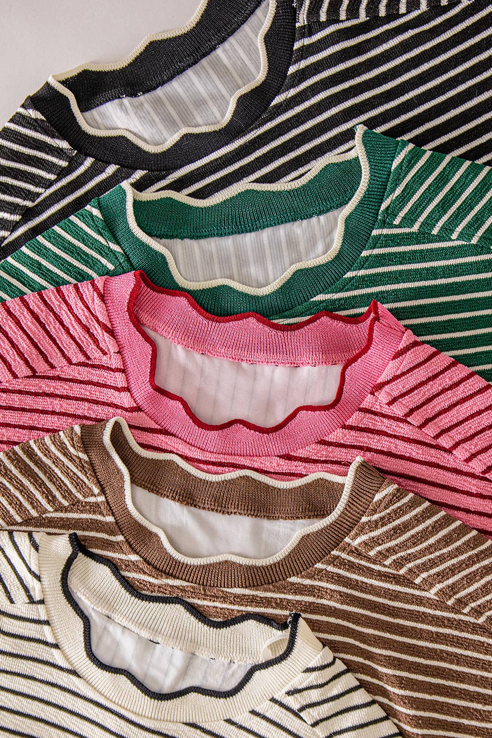 Scallop Trim Striped Top