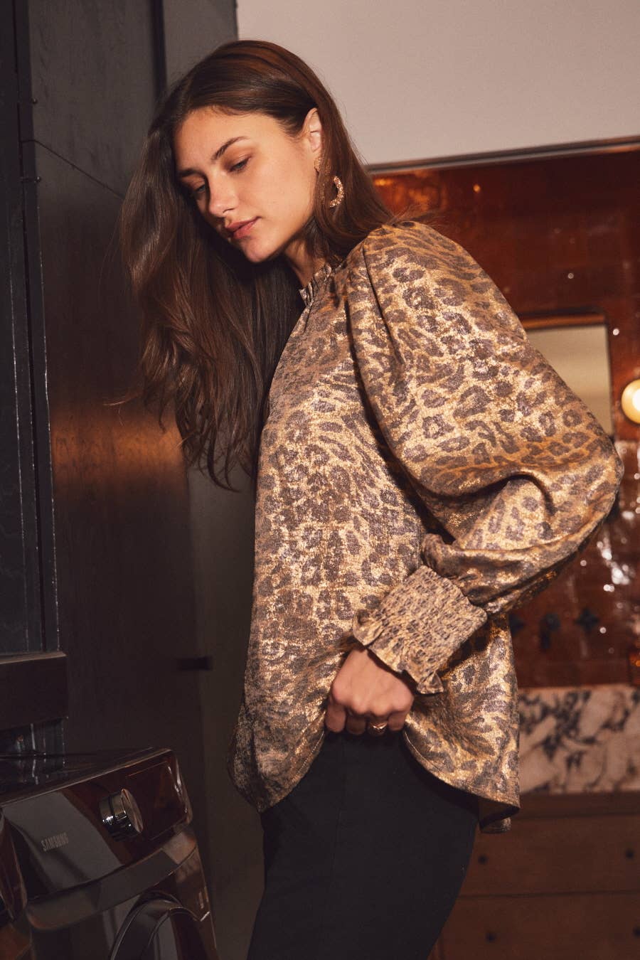 Metallic Leopard Print Blouse