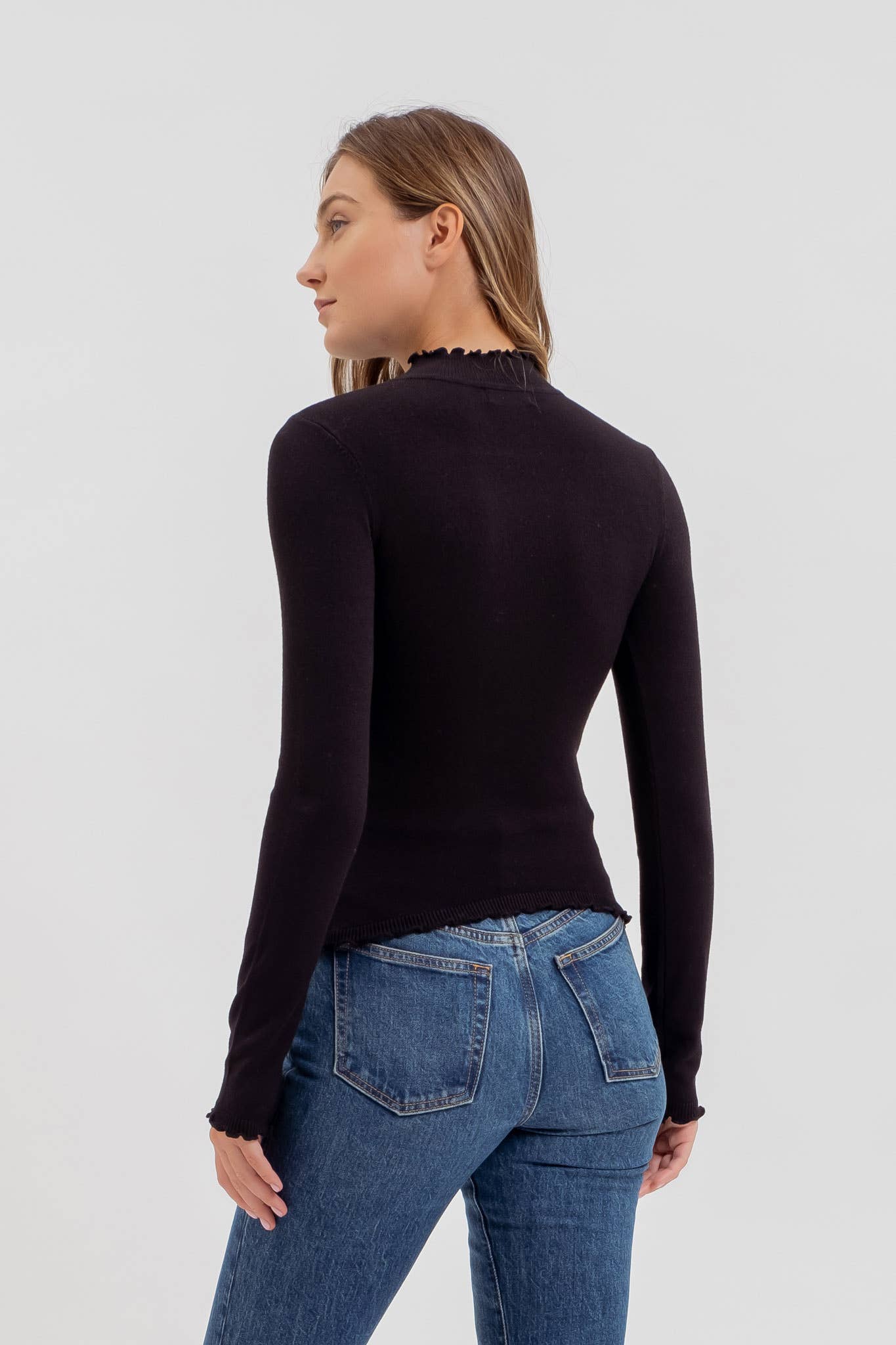 The Lettuce Trim Mock Neck Sweater