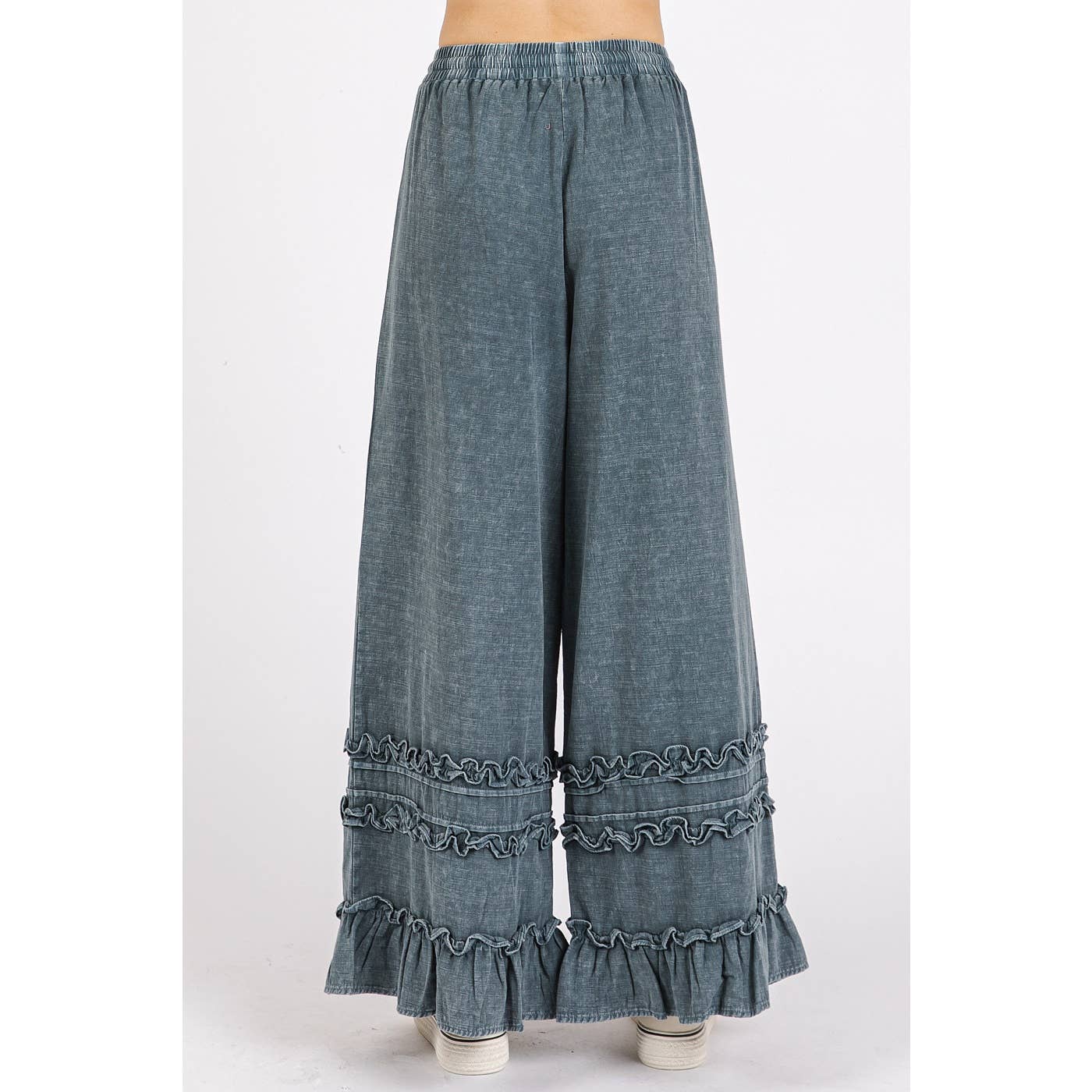 Ruffle Trim Wide Leg Pant