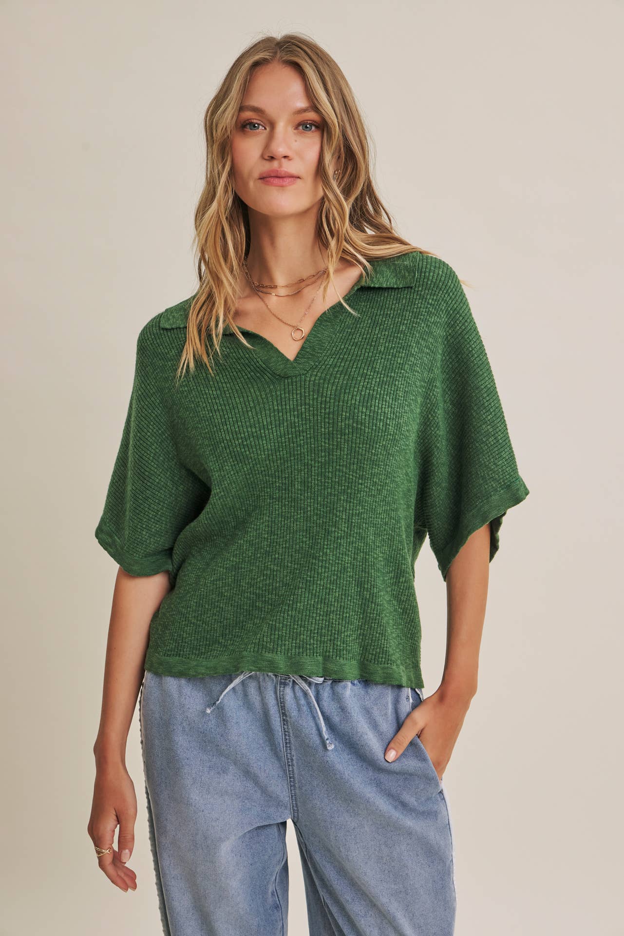 Claire Relaxed Slub Rib Dolman Sweater