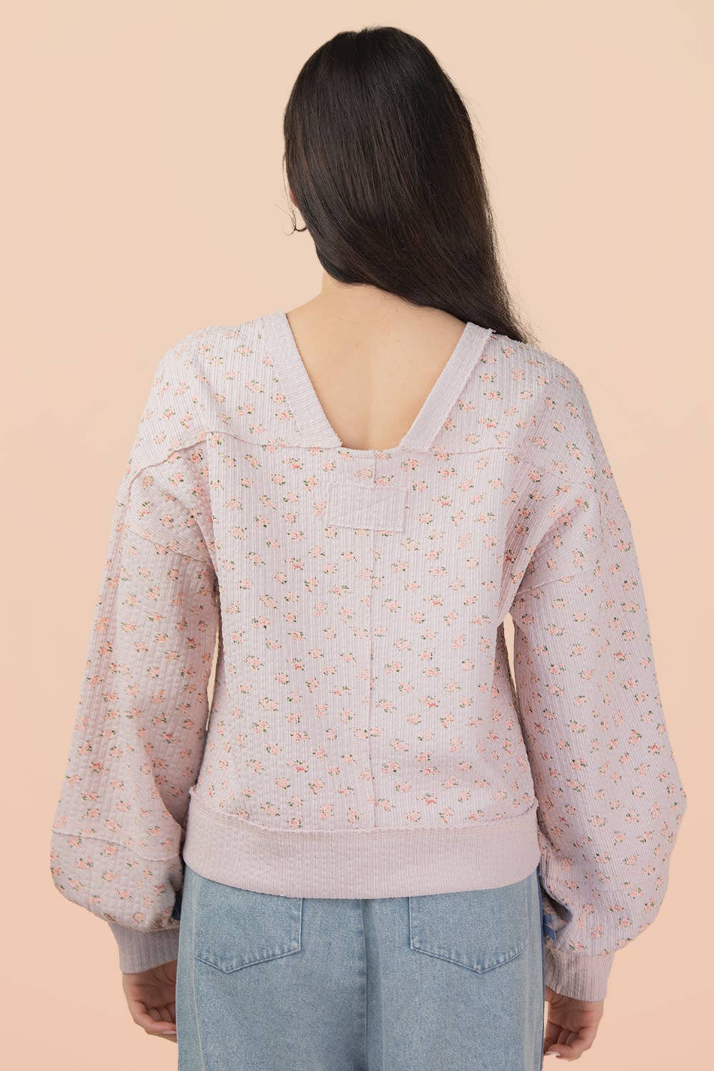 Floral Printed Casual Knit Top: