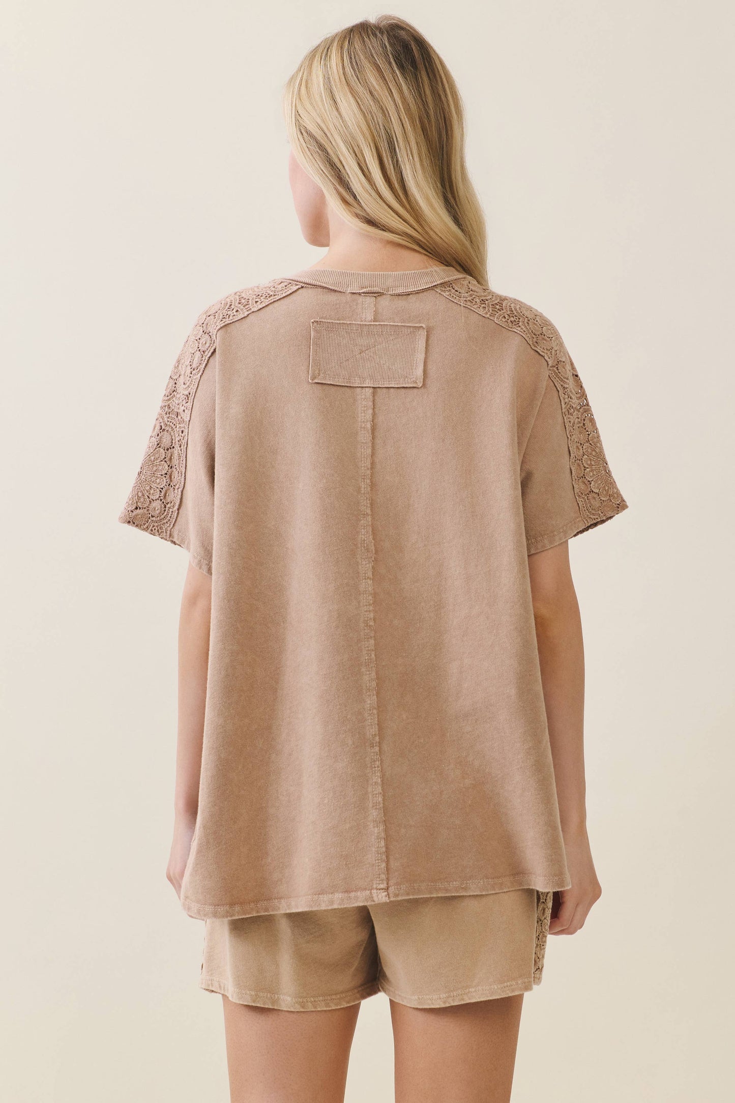 Mineral Washed Boho Trim Top