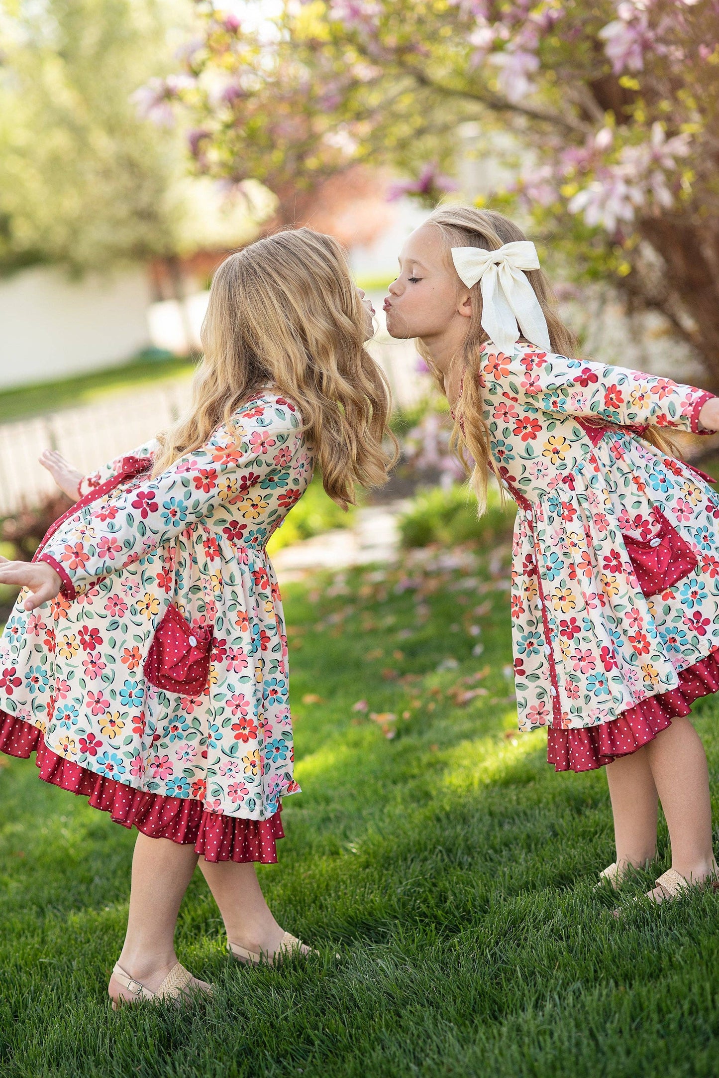 Tessy Floral Ruffle Button Pocket Dress