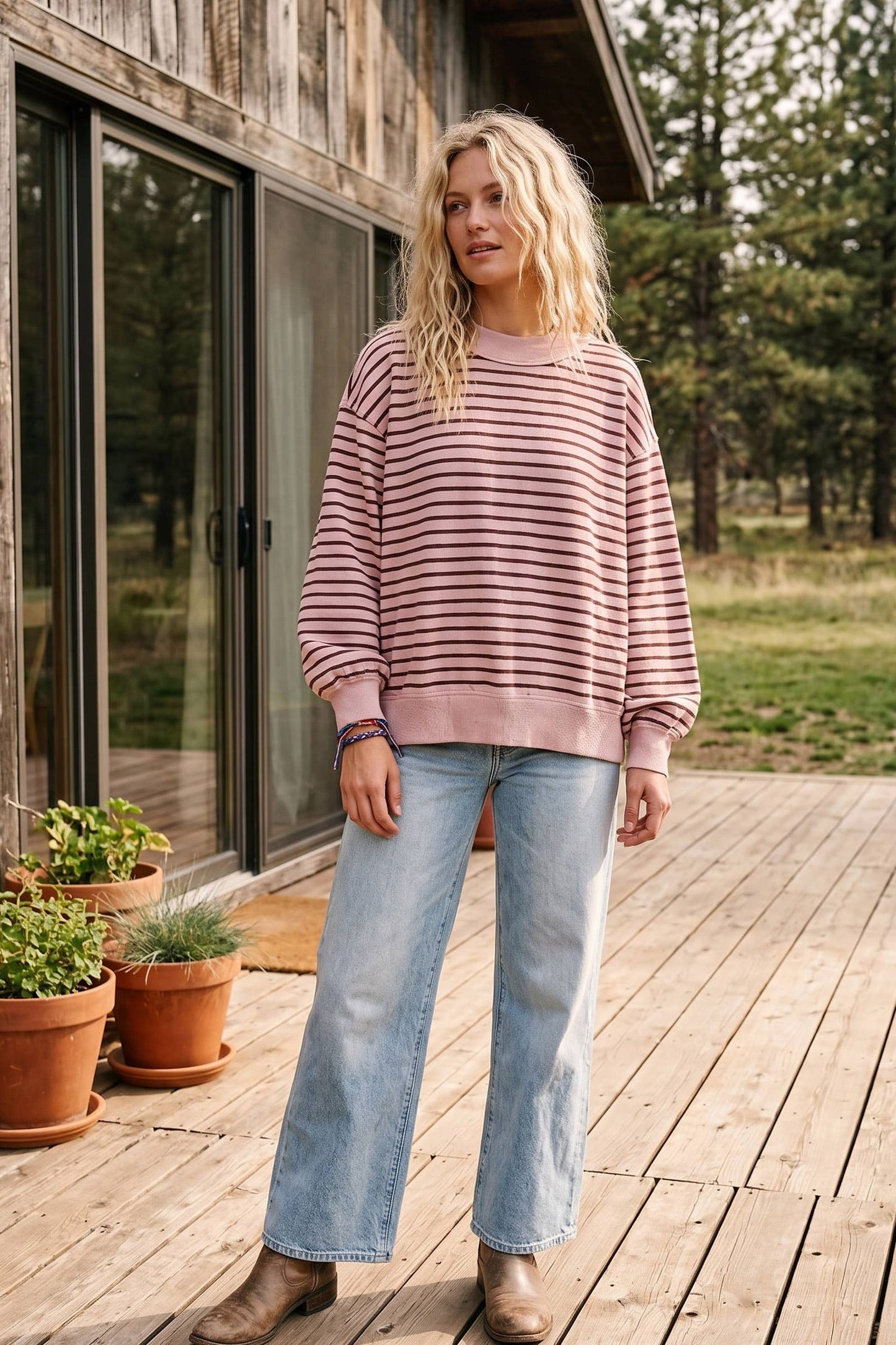 Sonny Oversized French Terry Striped Pullover
