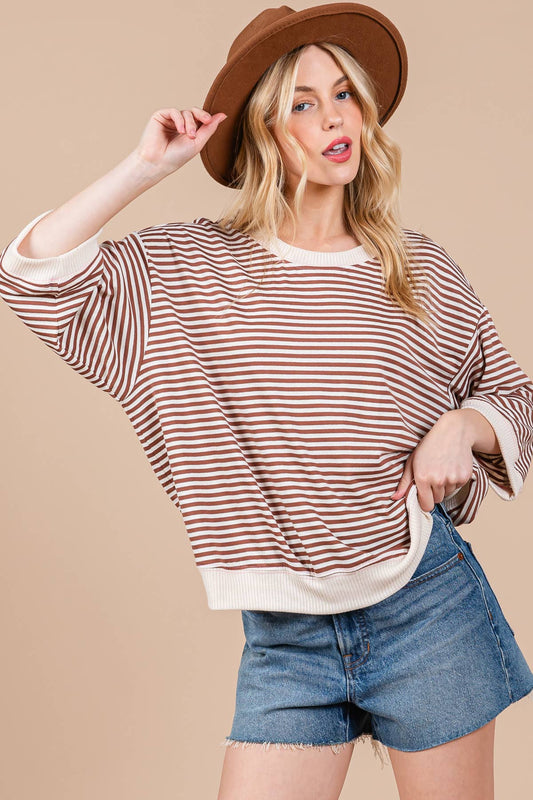 Lena Striped Oversized Lightweight Sweatshirt