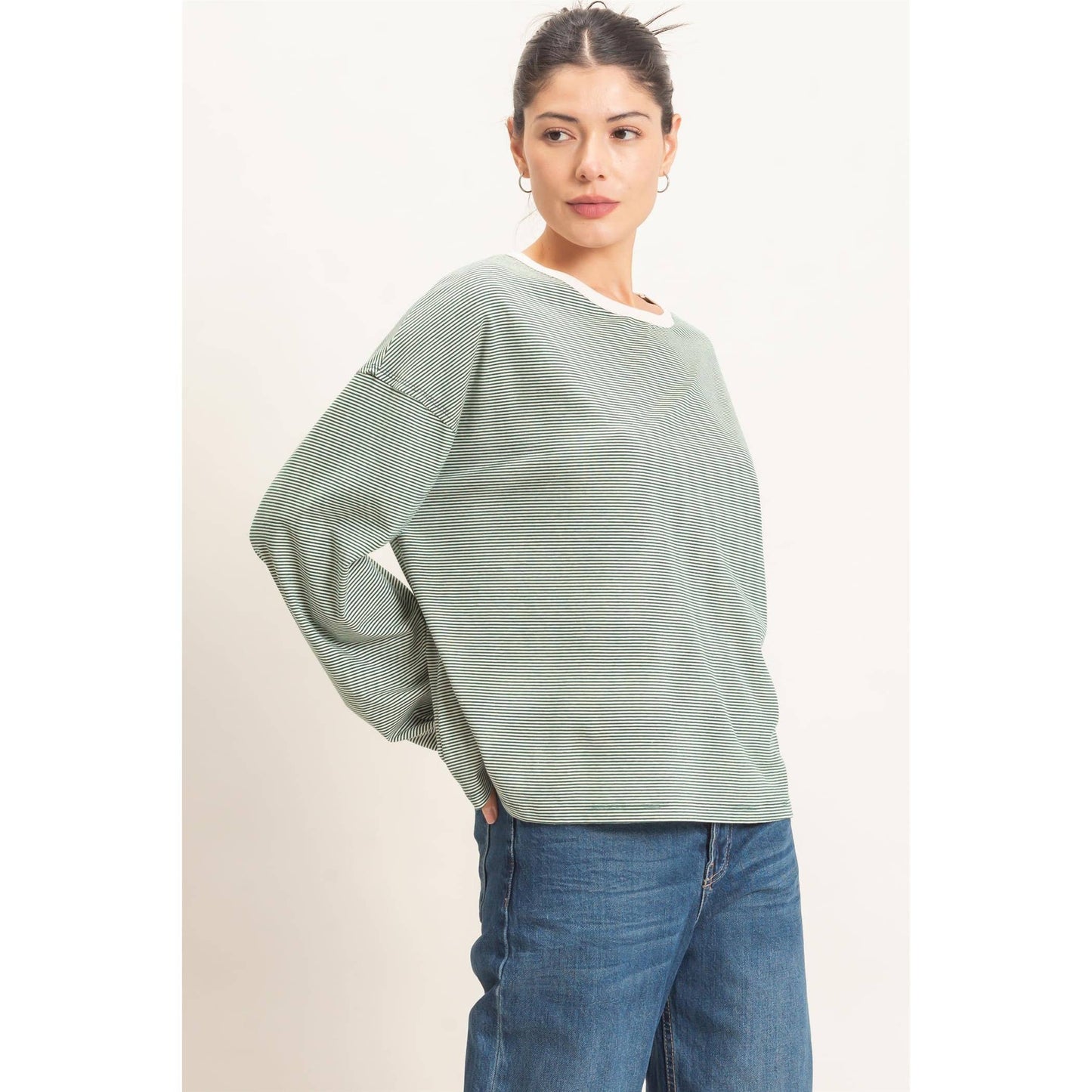 Kendra Striped Boat Neck Top