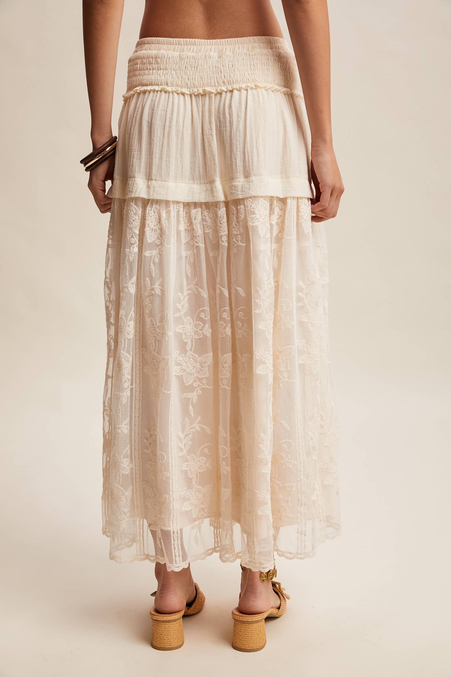 Vintage Floral Embroidered Maxi Skirt