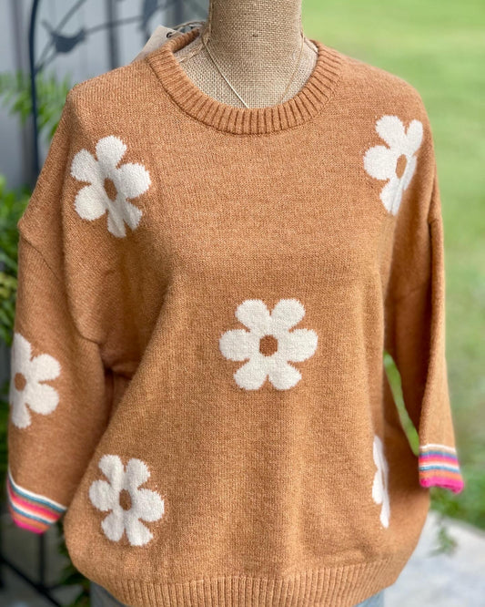 Boho Flower Sweater