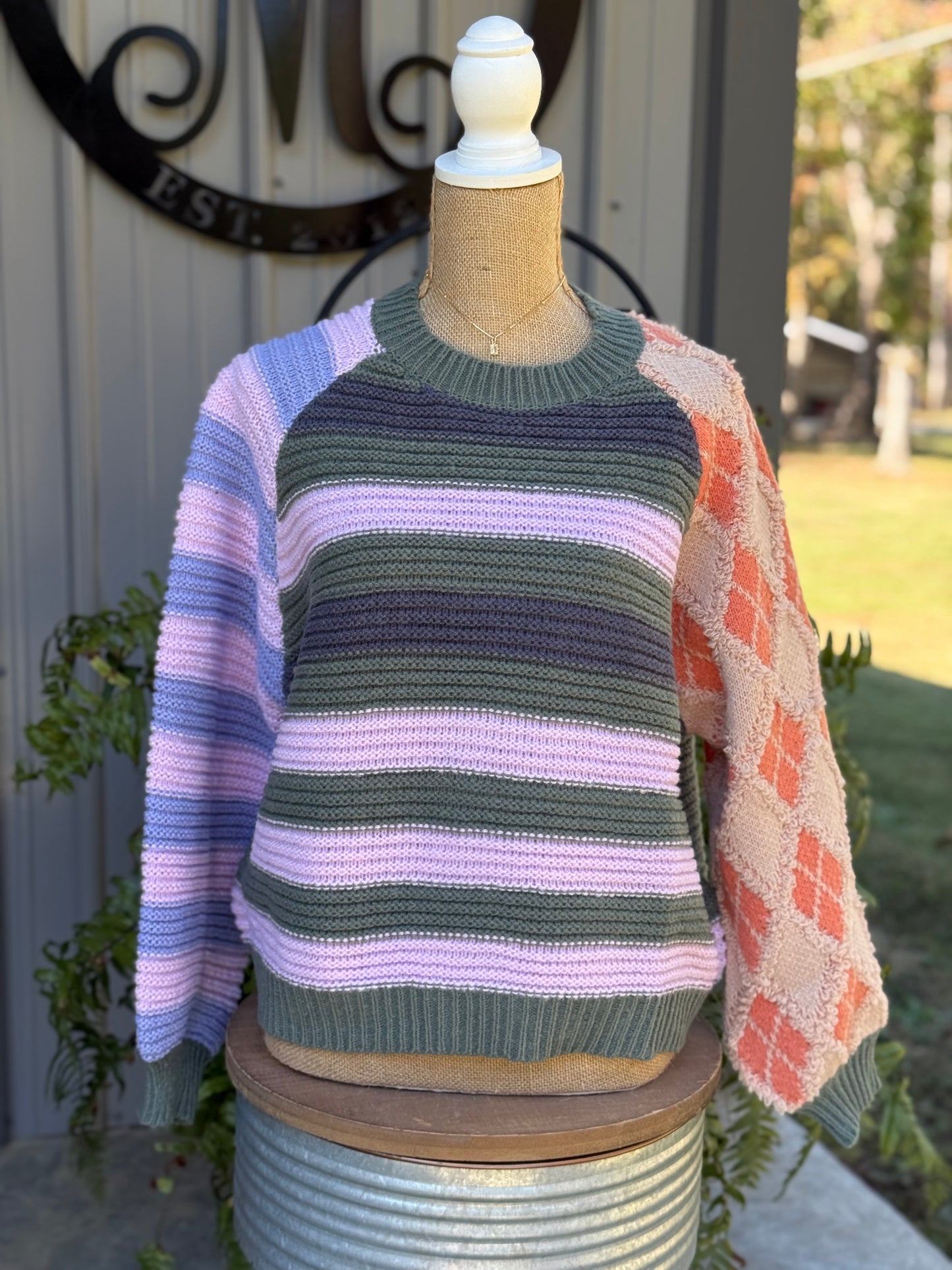 Heather Mixed Pattern Sweater