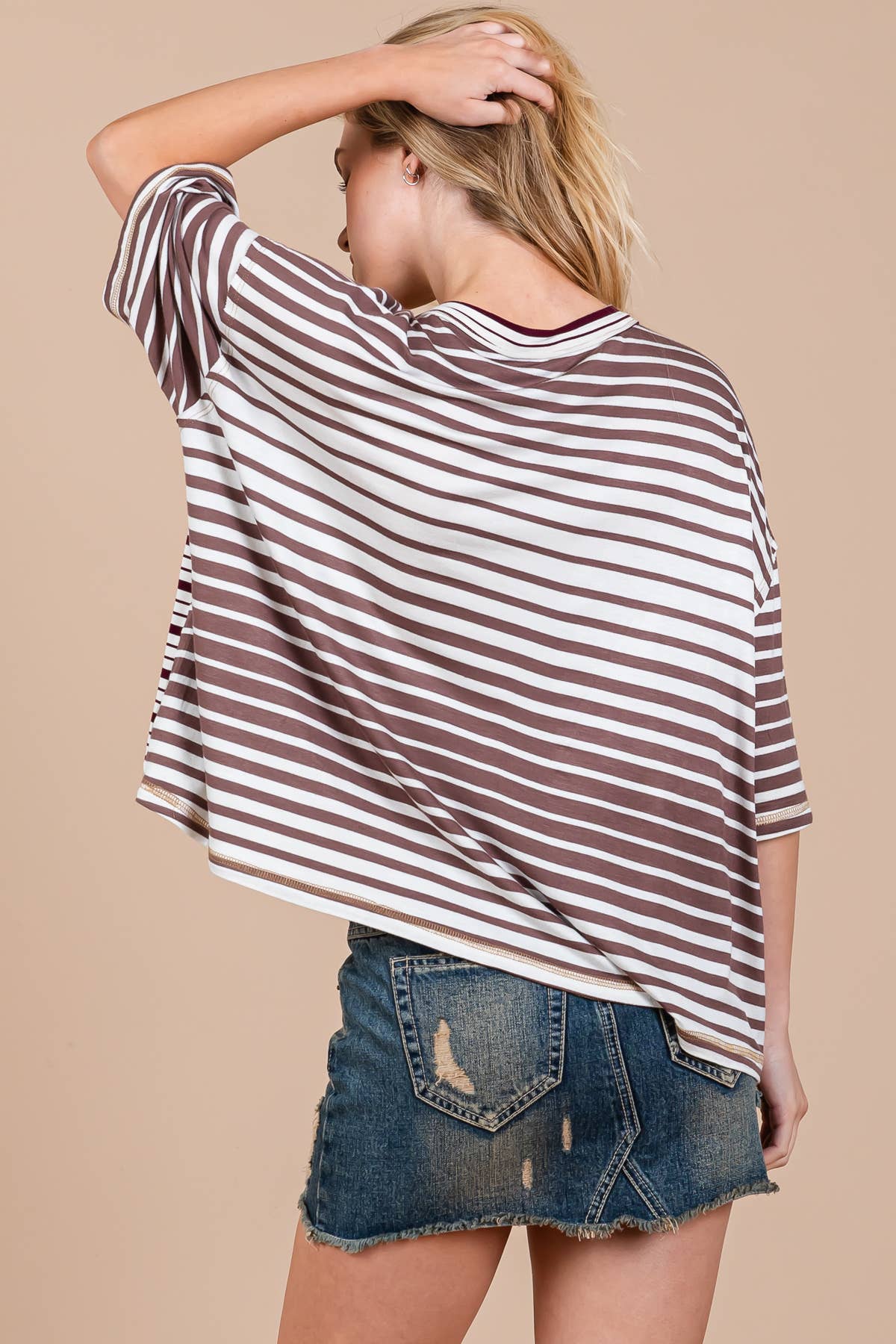 Julie Striped Knit Oversized Tee