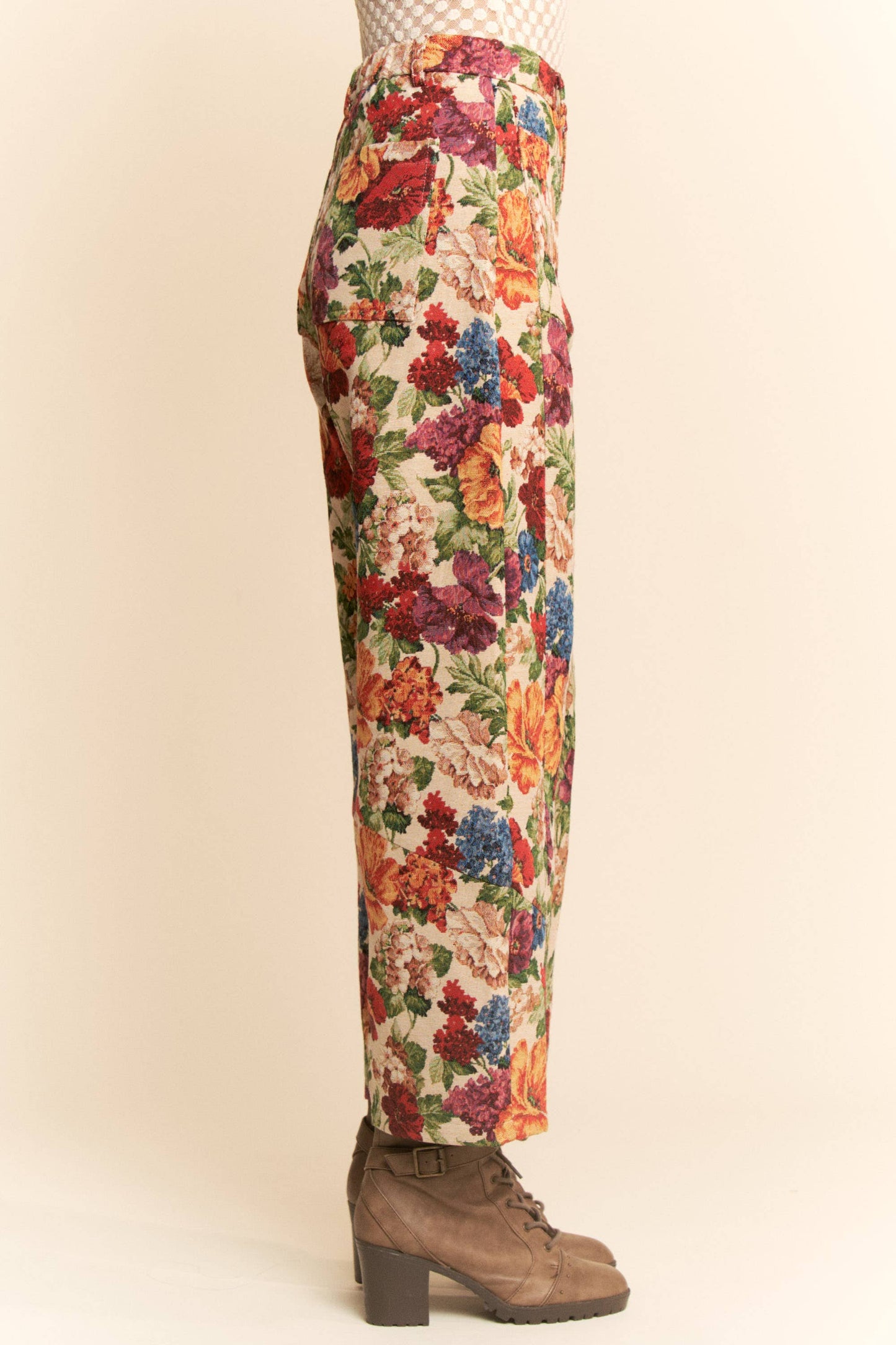 Vintage Inspired Floral Barrel Pants