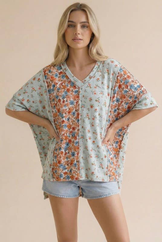 Floral Color Block Top