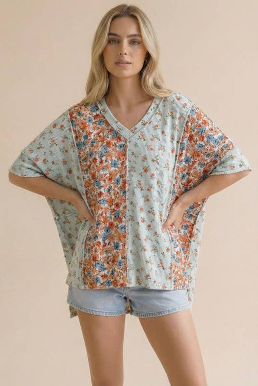 Floral Color Block Top