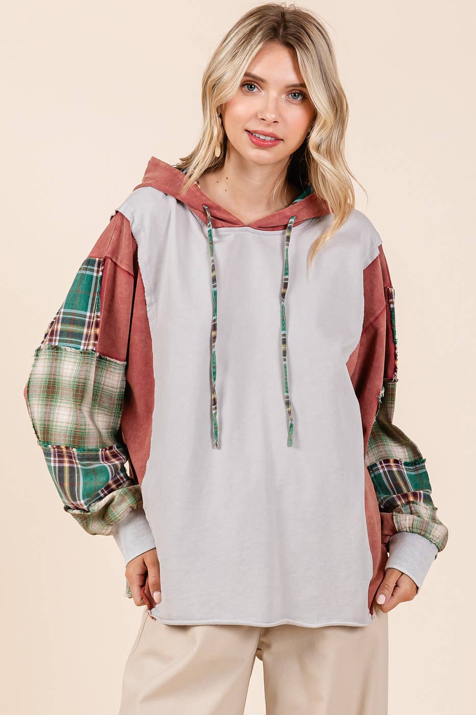 Jodi Plaid Patchwork Hoodie