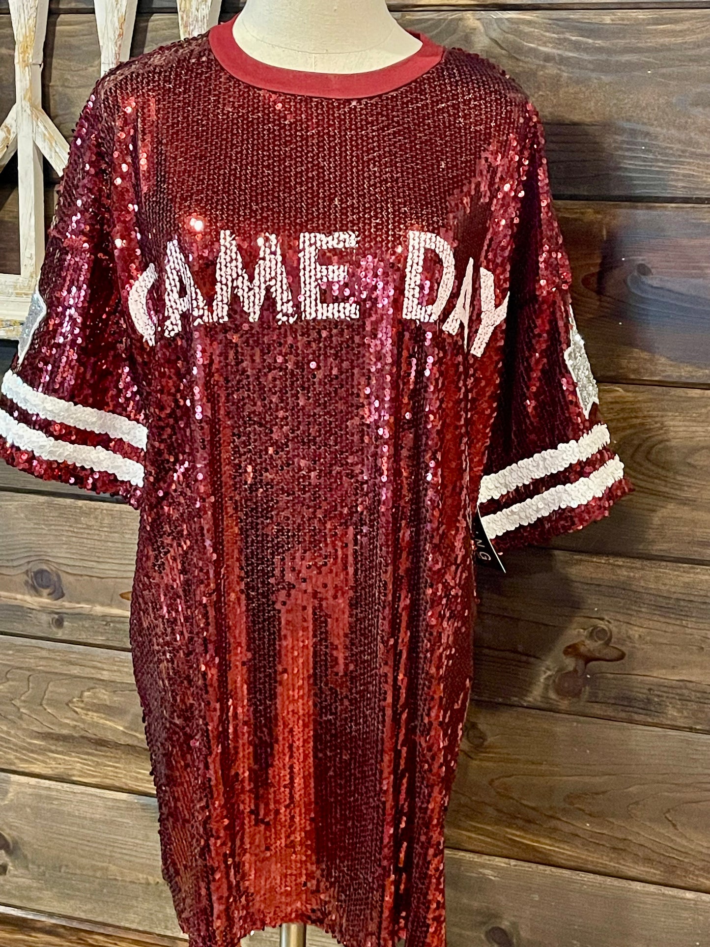 Game Day Sequin Shirt Dress