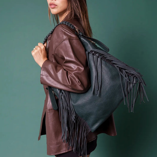 Sav Distressed Hobo w/ Fringe Detail - Milly's Boutique