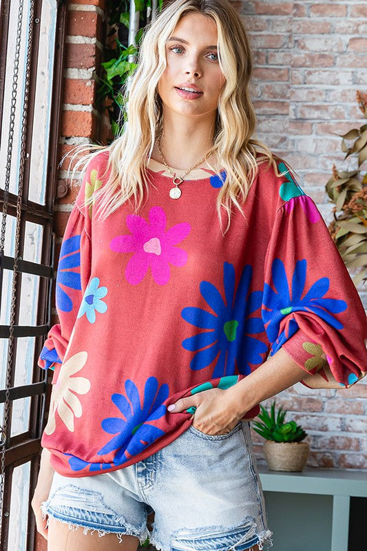 Shaun Flower Print Pullover - Milly's Boutique