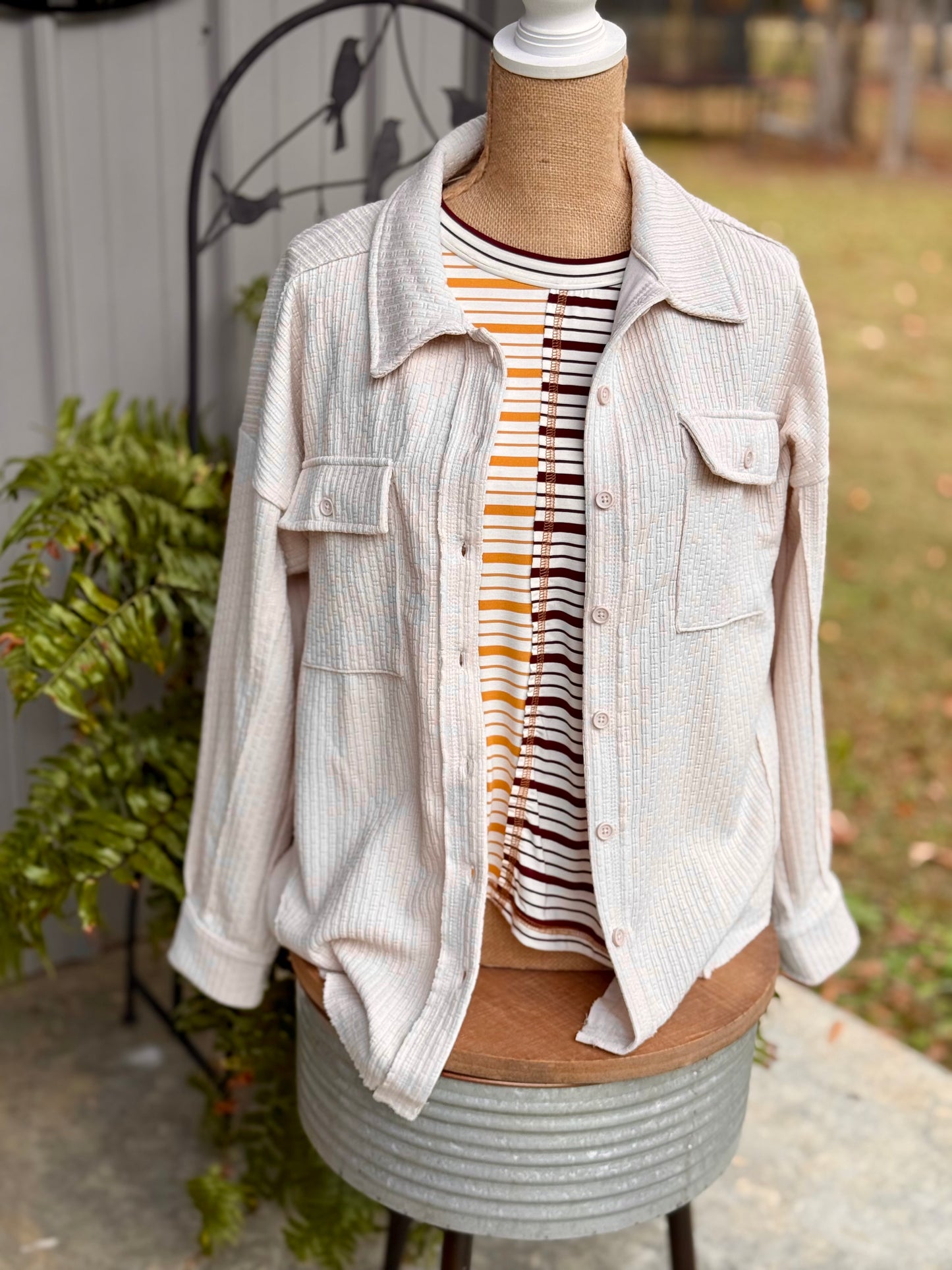 Oversized Casual Textured Shacket Jacket