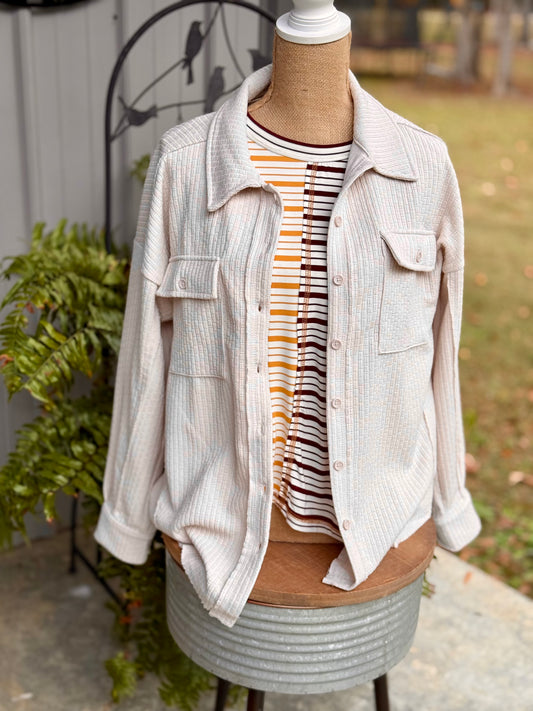 Oversized Casual Textured Shacket Jacket