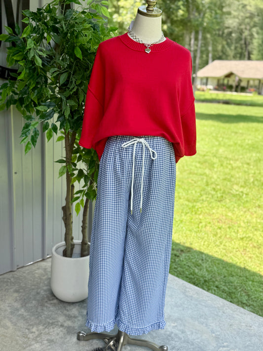 Gingham Drawstring Pants