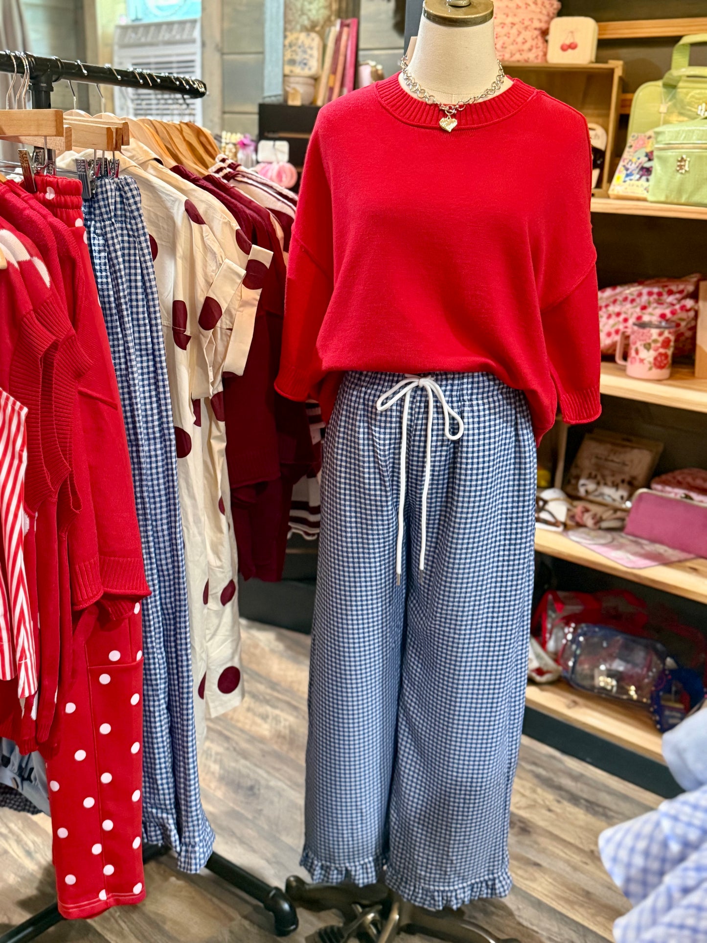 Gingham Drawstring Pants