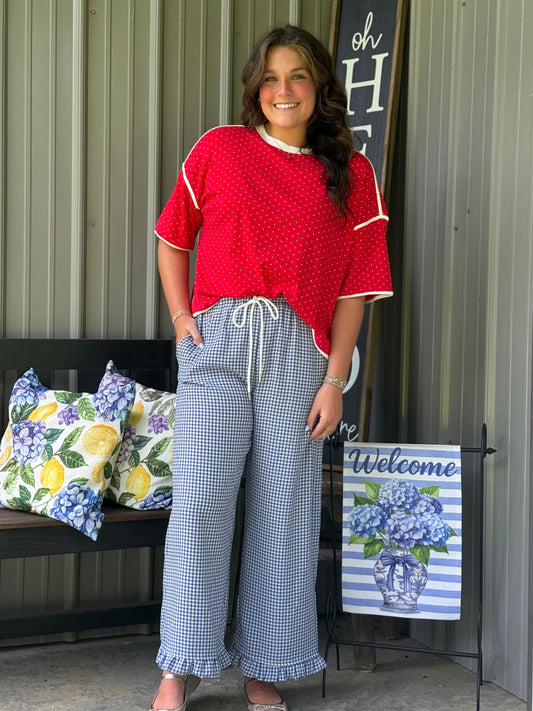 Gingham Drawstring Pants