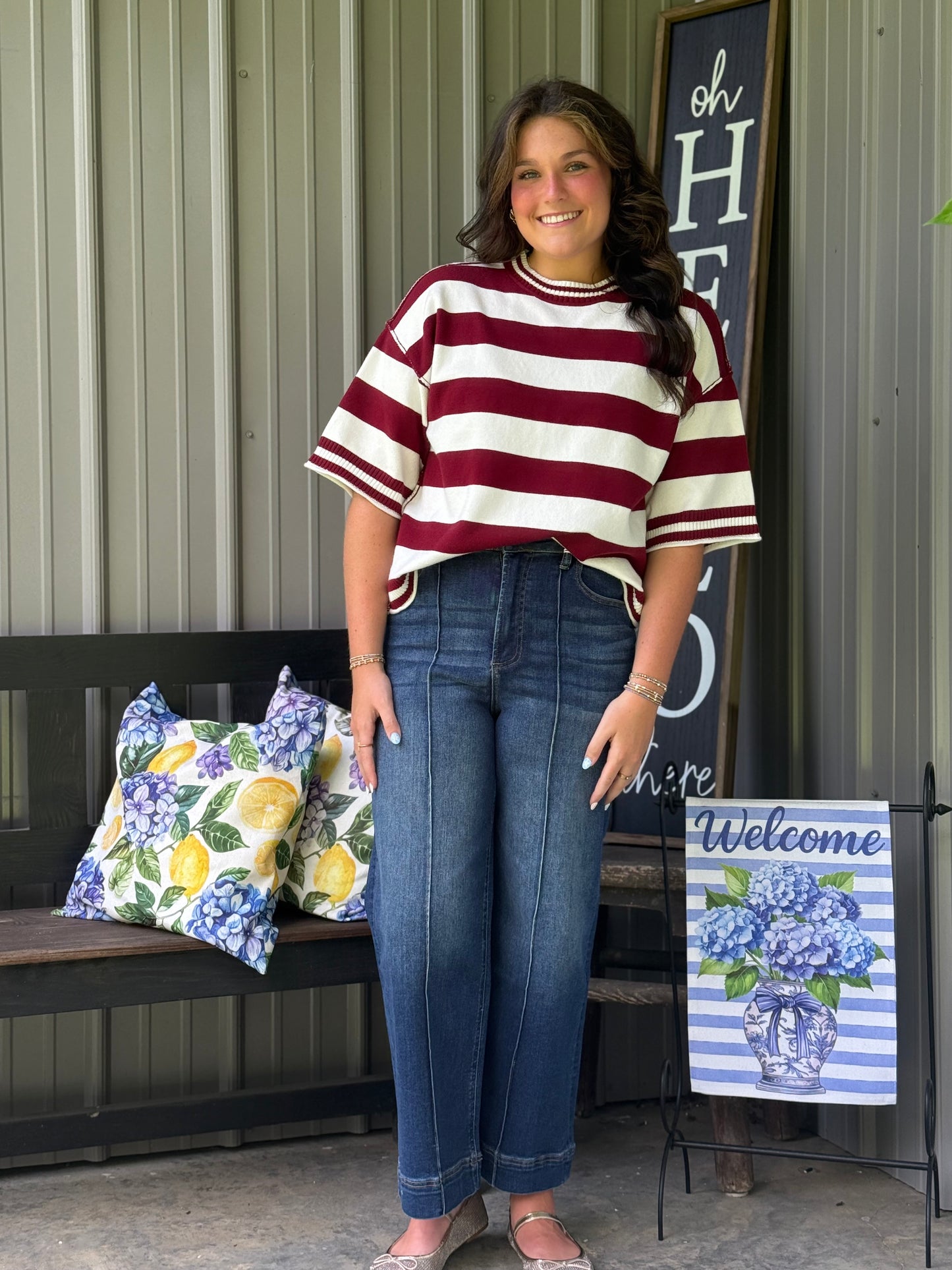 Gameday Stripe Knit Oversized Top