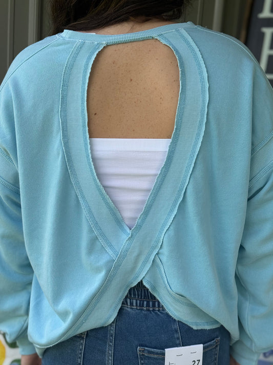 Livie Oversized Cross Detail Open Back Top