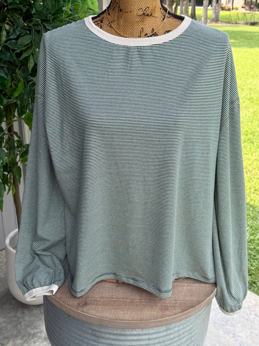Kendra Striped Boat Neck Top