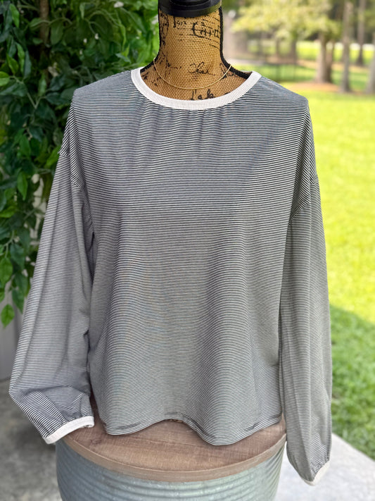 Kendra Striped Boat Neck Top