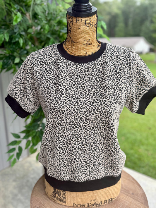 Animal Print Puff Sleeve Top