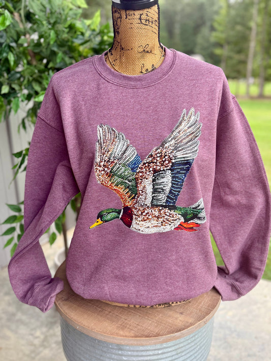 Mallard Duck Rhinestone Look Sweatshirt