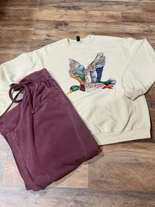 Mallard Duck Rhinestone Look Sweatshirt