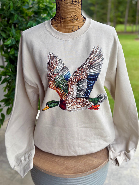Mallard Duck Rhinestone Look Sweatshirt