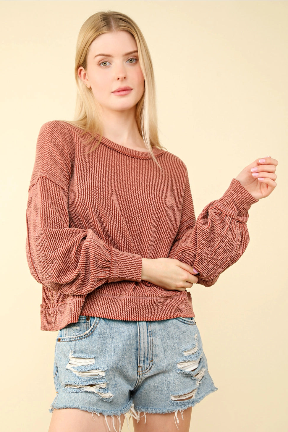 Trudy Waffle Knit Top